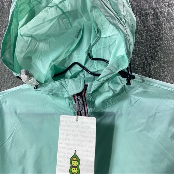 PEEKABOO BEANS Green Windbreaker Juniors Medium Full Zip Hoodie Lightweight Coat - Picture 11 of 13